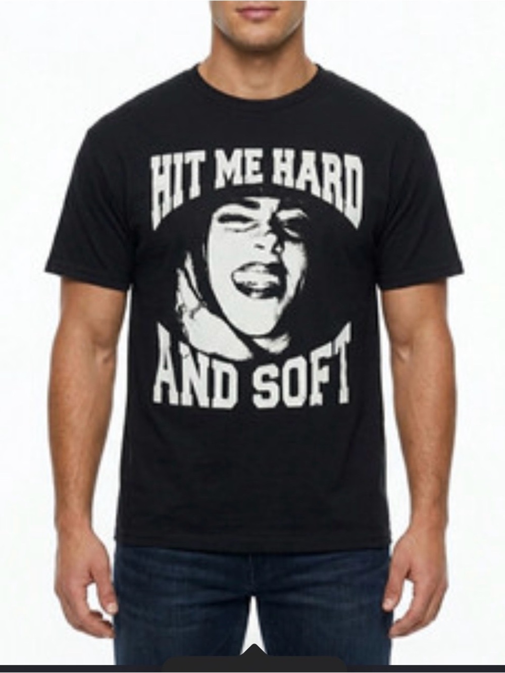 Men's Black Graphic Short-Sleeve Tee - 'Hit Me Hard And Soft'